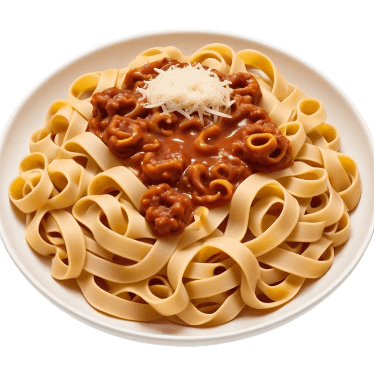 Cinematic Realistic Tagliatelle al Rag√π Dish Emoji, showcasing hand‚Äêcut pasta enveloped in a rich, slow‚Äêcooked meat sauce rendered with detailed textures and hearty, inviting lighting. emoji