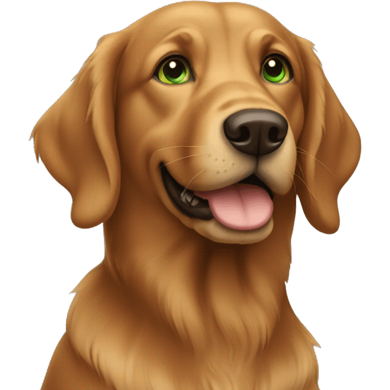 Brown retriever with green eyes emoji