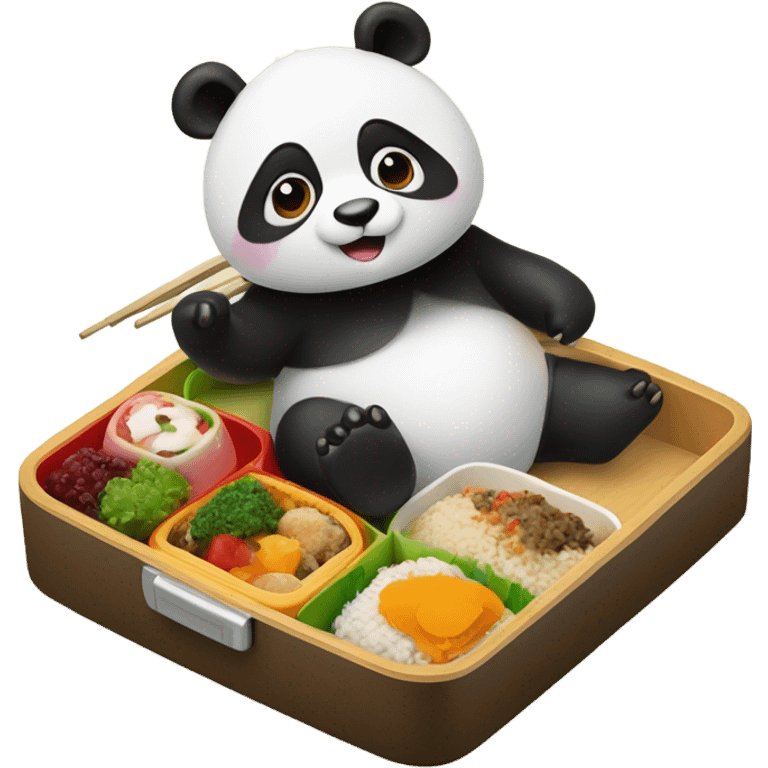 A panda eating bento emoji