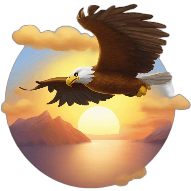 Aigle devant un coucher de soleil emoji