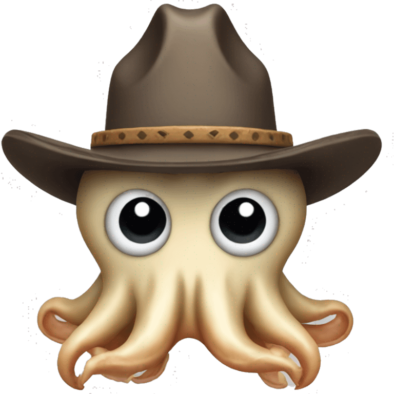 Sad Squid wearing a Cowboy hat emoji