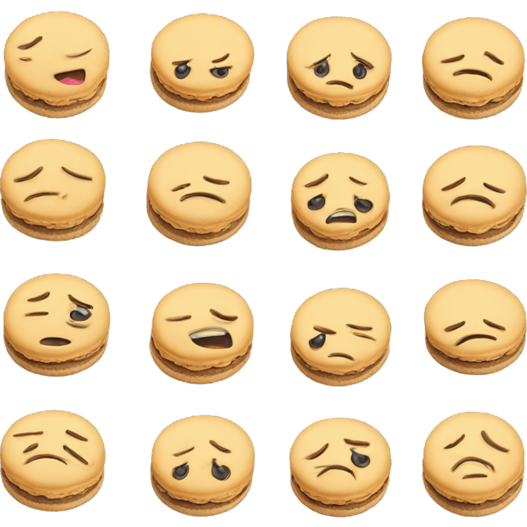 Macaron cookie with a face crying emoji