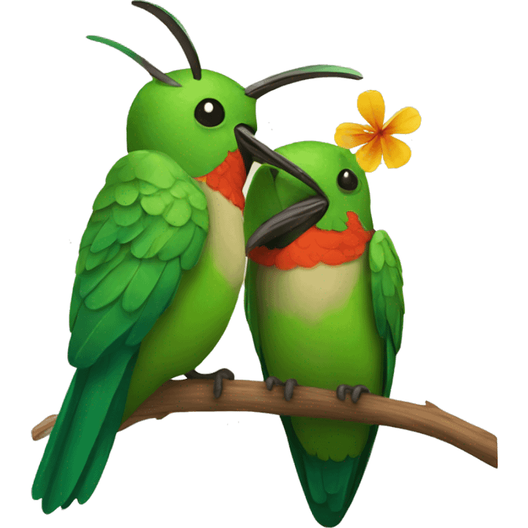 emoji de un colibrí con dos personas enamoradas emoji