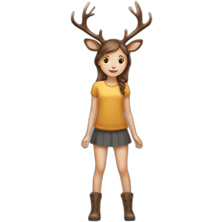 deer-antlers girl standing on jelly emoji