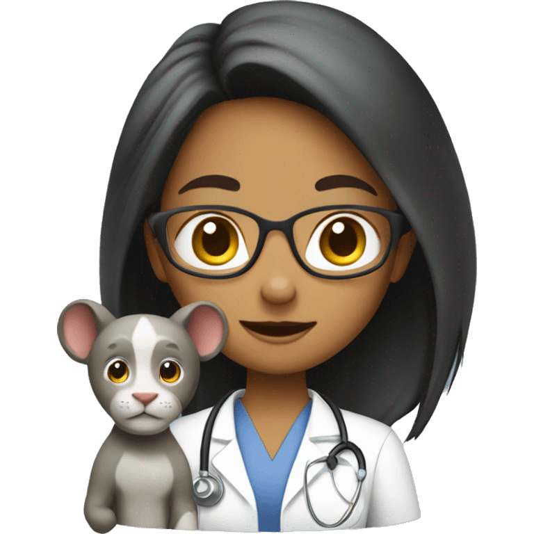 Girl veterinarian with jungle animals emoji