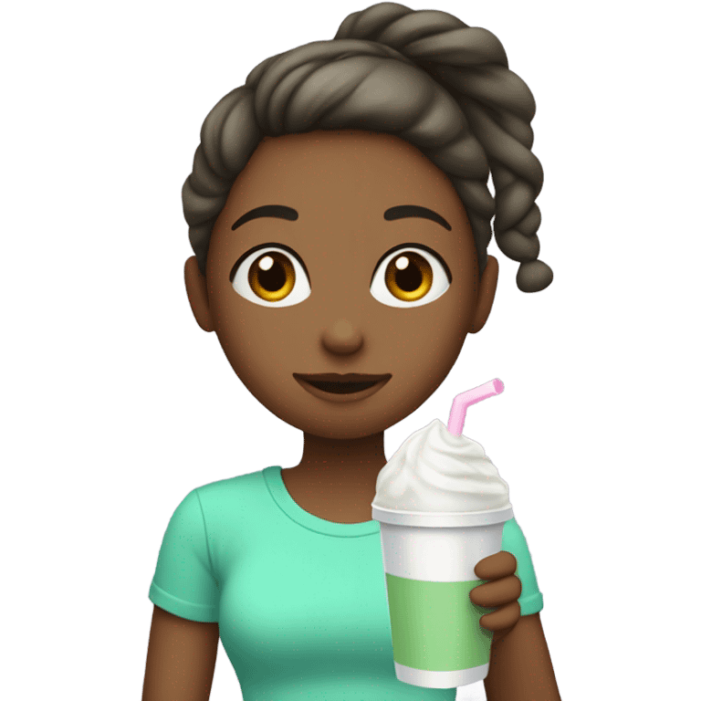 Protein shake girl drink mint clothes emoji