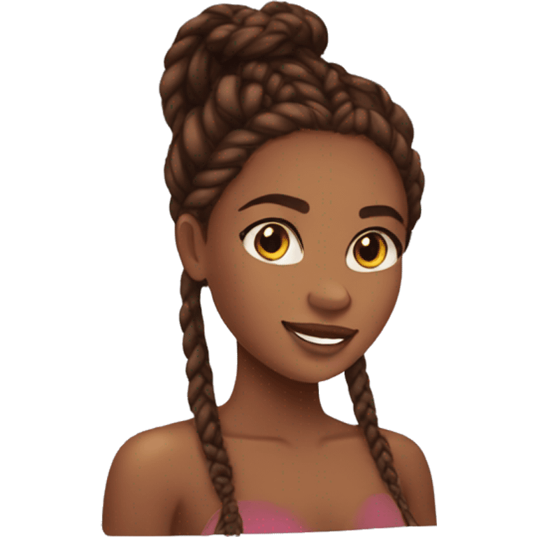 cocoa brown skinned girl  braids emoji