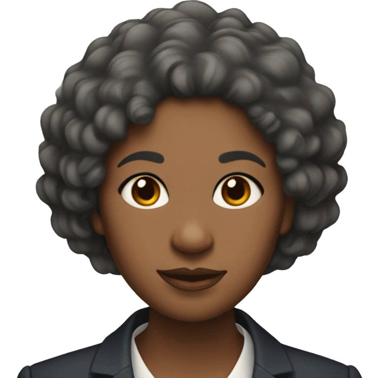 A  middle-aged  black  woman  with  curly  hair  and  a  round  face,  dressed  in  a  suit. emoji