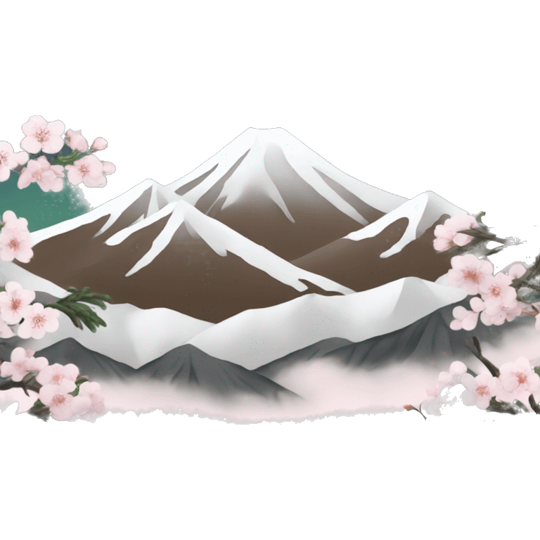 Create an emoji with the image of Mount Hallasan, symbolizing the nature of South Korea. Add pine trees or cherry blossoms for detail emoji