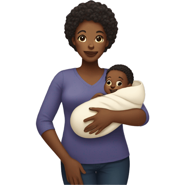 black mom holding baby emoji