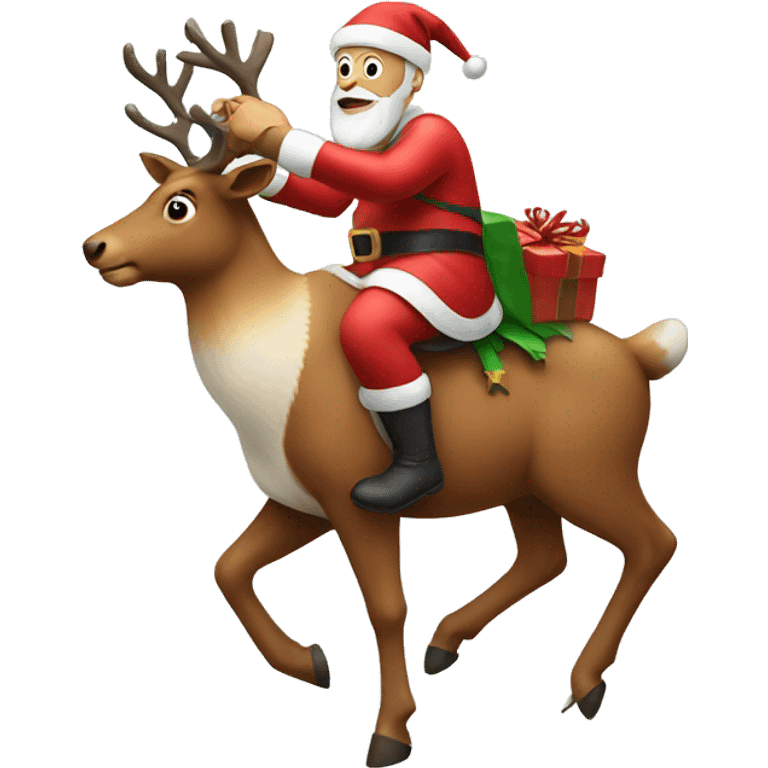 Santa riding a reindeer  emoji