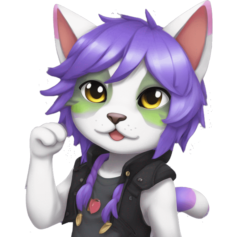 Anthro Dark Colorful Shiny Edgy Cool Shy Grumpy FurSona Feline Fakemon Vtuber Model emoji