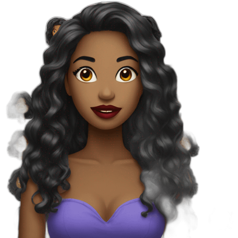 Beautiful Black women long hair lipstick emoji