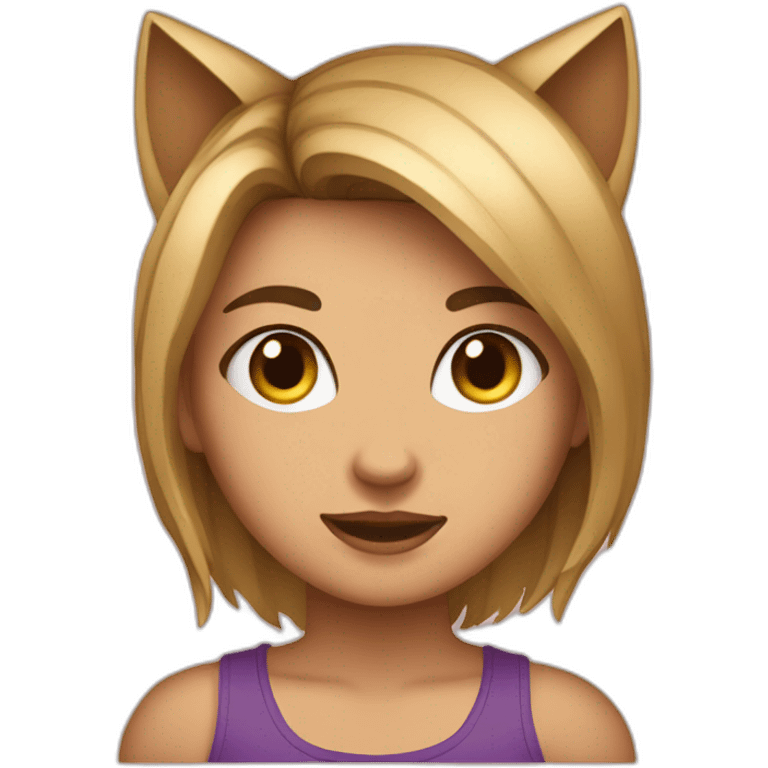 Joven mujer con rasgos de gatito emoji