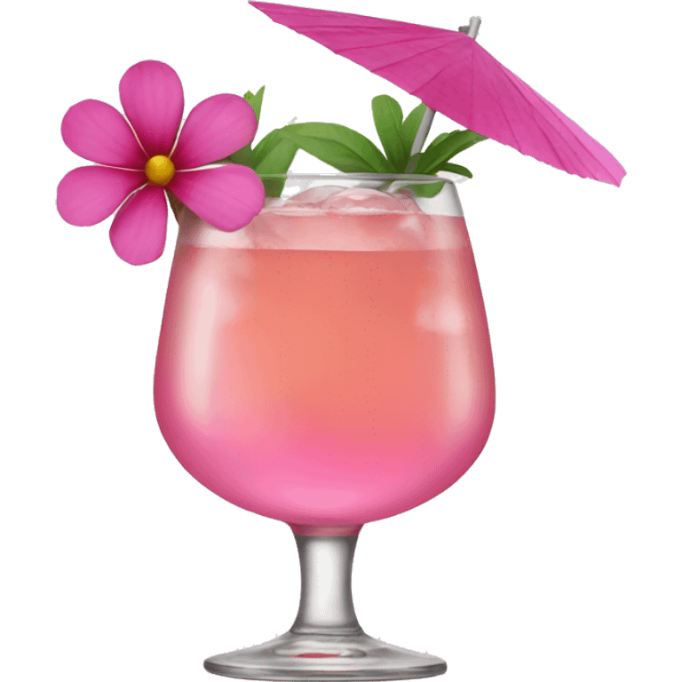 Cocktail with pink flowers emoji