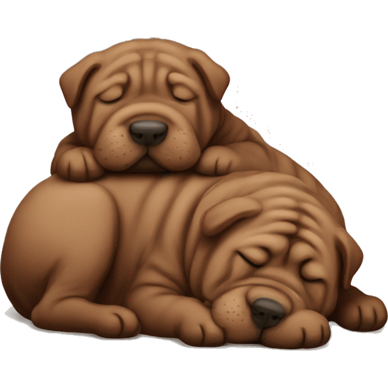 Chocolate Shar Pei sleeping emoji