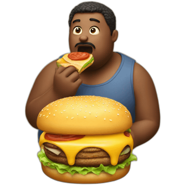 Fat man eating a hamburger  emoji