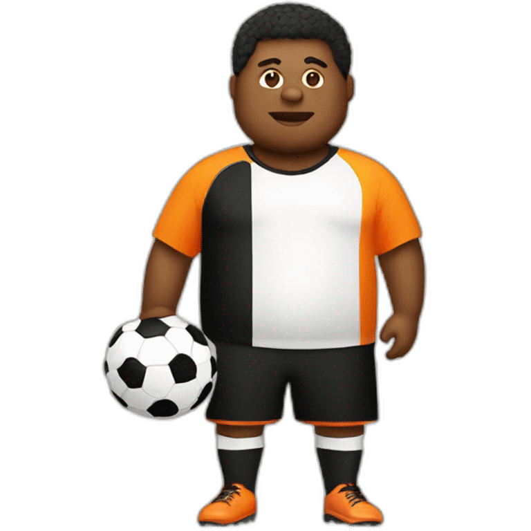 Fat man play soccer orange and black emoji