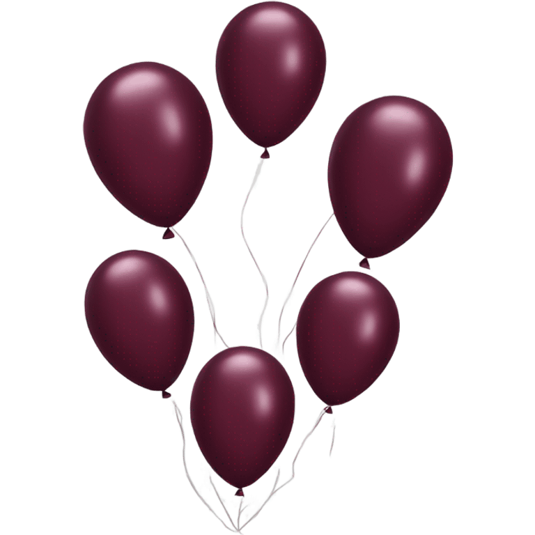 5 shiny burgundy balloons emoji