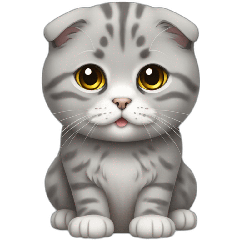 Scottish Fold Cat long hair all grey emoji