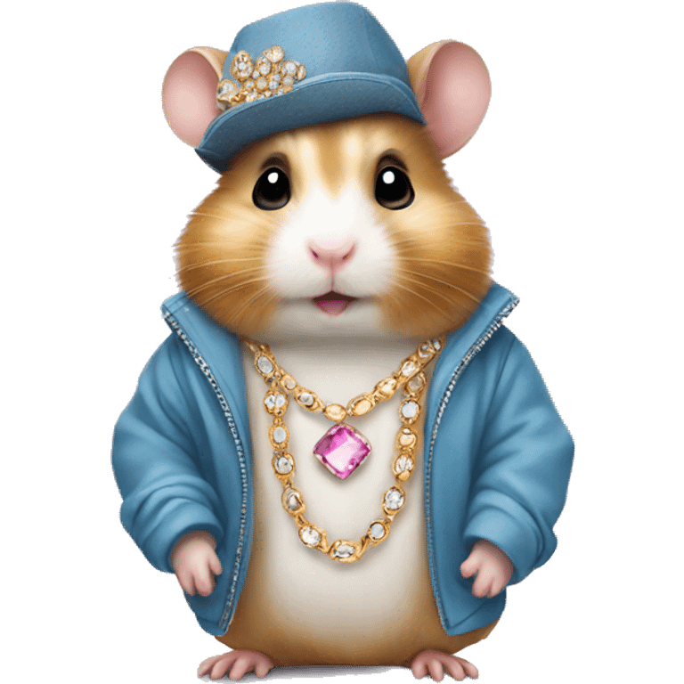 Hamster wearing clothes and jewelry emoji