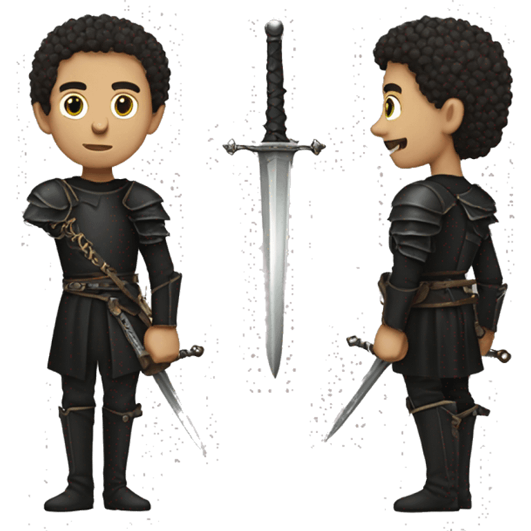 lightskinned guy with black medieval clothes and daggers en emoji