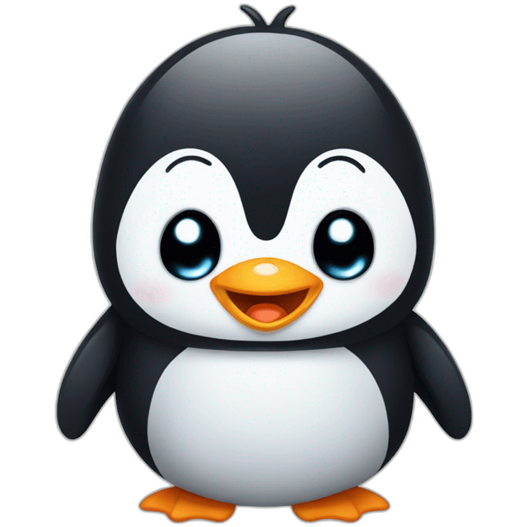 Cute penguin with happy tears emoji