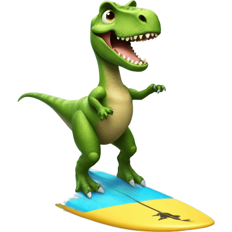 Dinosaur riding a surfboard  emoji