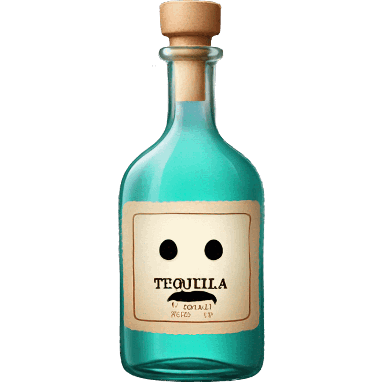 Tequila bottle with label and no face  emoji