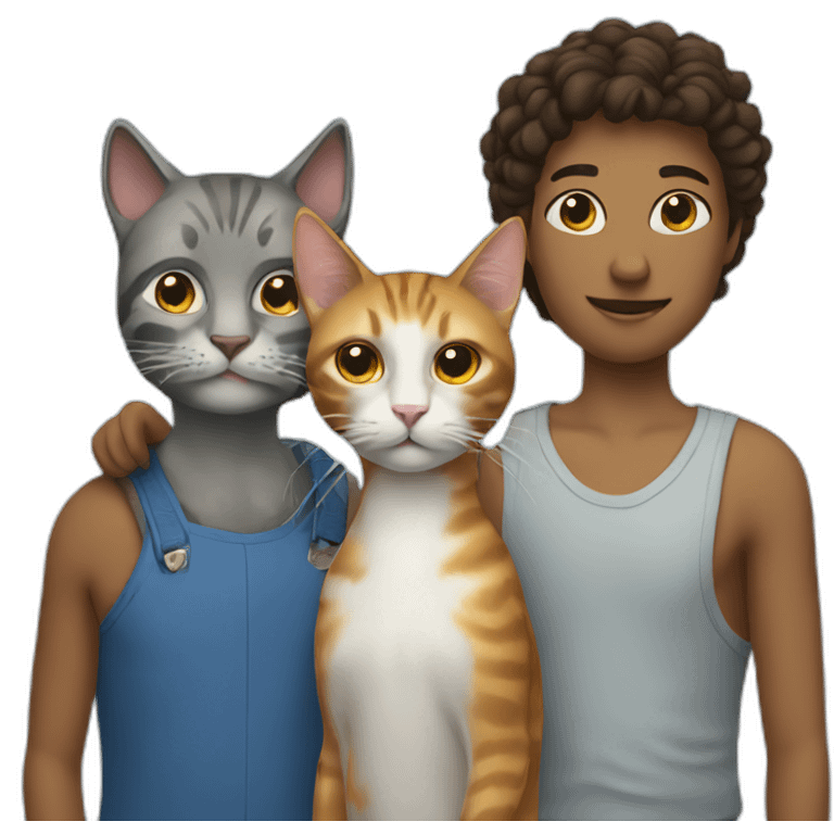 three people two cats one bird blue less detail emoji