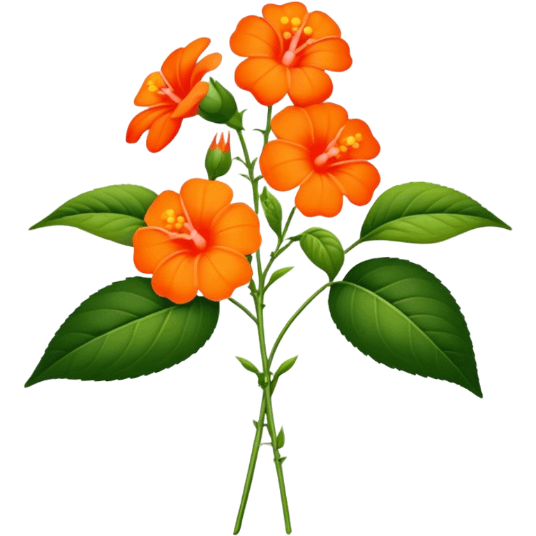 luxuriant, big bouquet Orange Impatiens, stem, leaf emoji