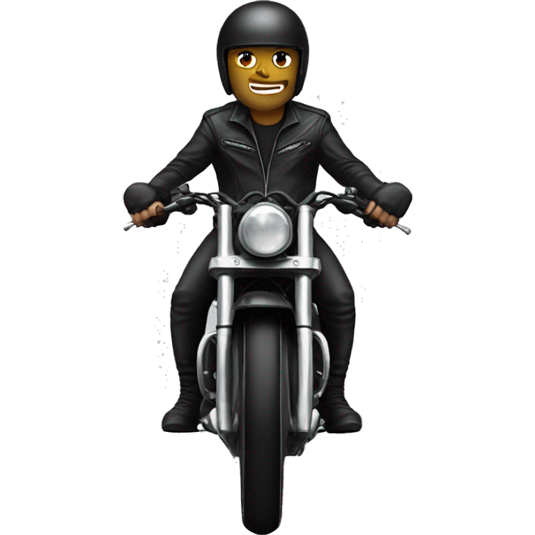 biker on a black sport bike with a black helmet on emoji