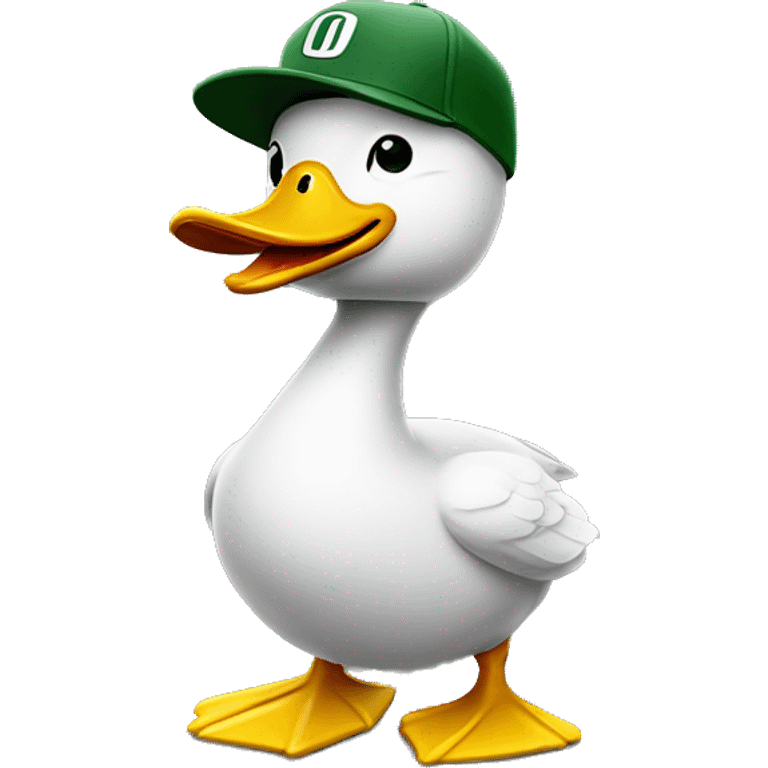 Duck wearing an Oregon ducks hat  emoji