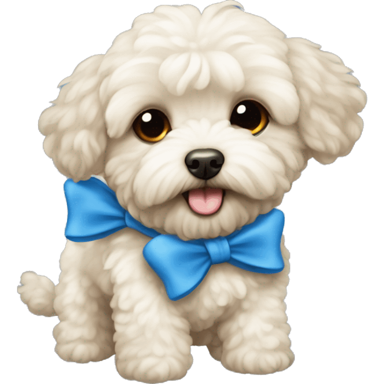 Maltipoo with a blue bow emoji