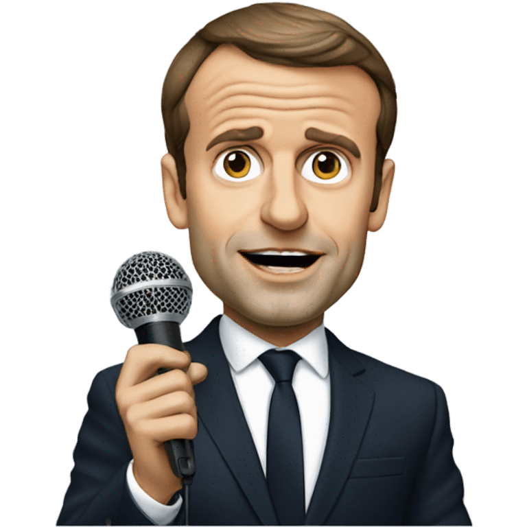 Emmanuel Macron with a micro  emoji