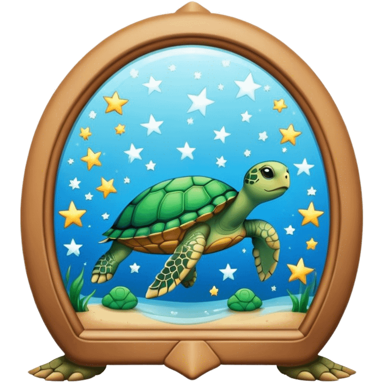 Mirror with turtle and stars emoji