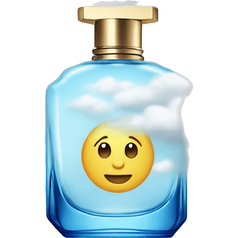 blue sky perfume bottle with large white cloud display emoji