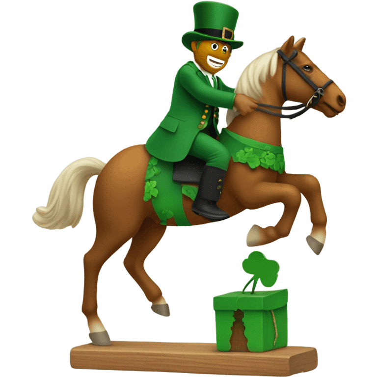 Leprechaun riding a dala horse emoji