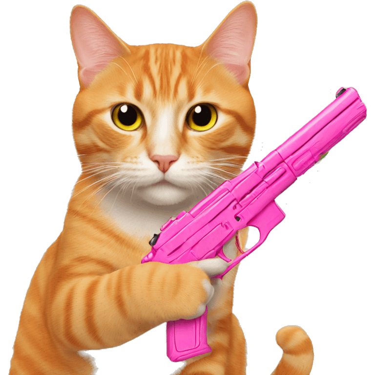 Orange cat with pink gun  emoji