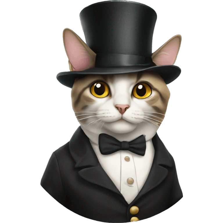 Cat wearing a monocle and top hat emoji