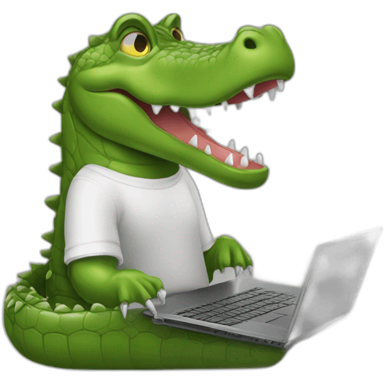 crocodiles-wearing-square-and-white-tee-working-on-a-black-laptop emoji