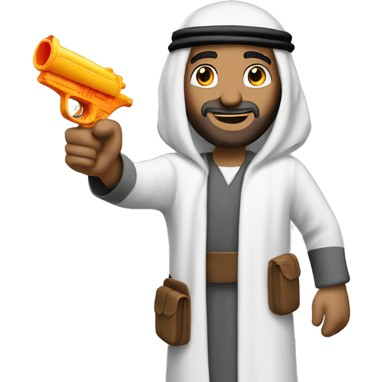 Arab man emoji pointing water gun emoji