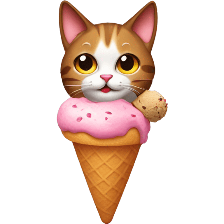 coquette cat with an ice cream emoji