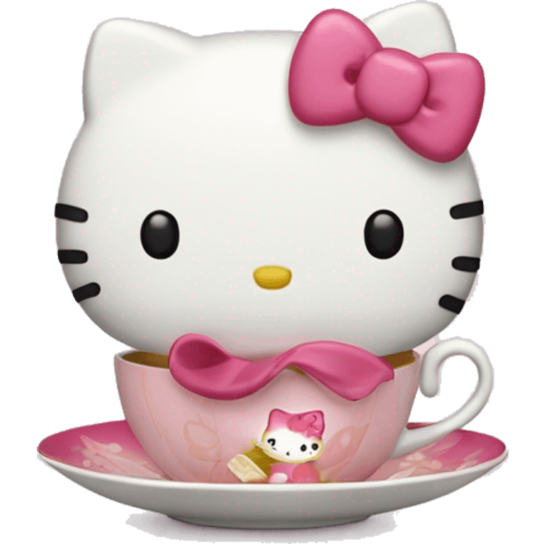 Hello kitty drinking tea emoji