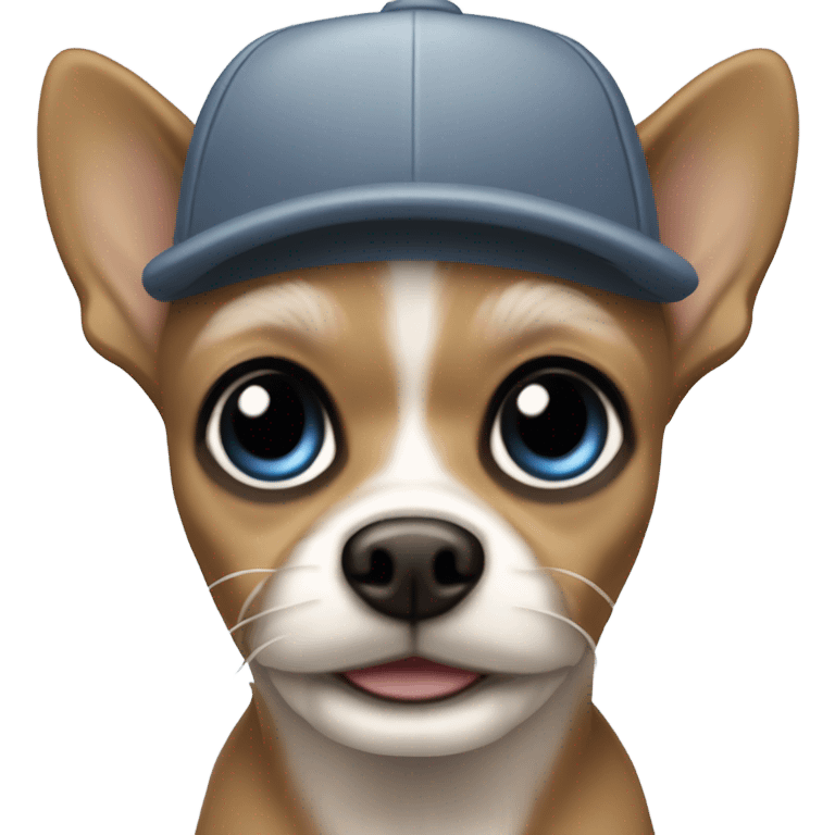 Old man with ‘blue eyes’ goatee beard ball cap holding black long haired chihuahua emoji