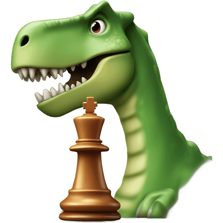 dinosaur holding a chess piece in its paw emoji