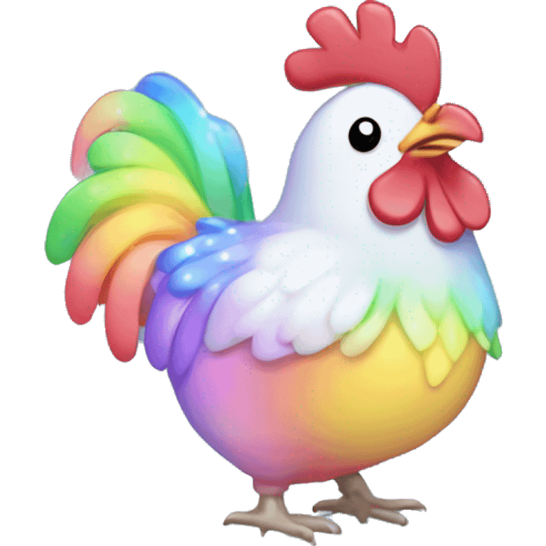 Kawaii rainbow pastel bedazzled chicken with big butt in an under the sea snow globe  emoji