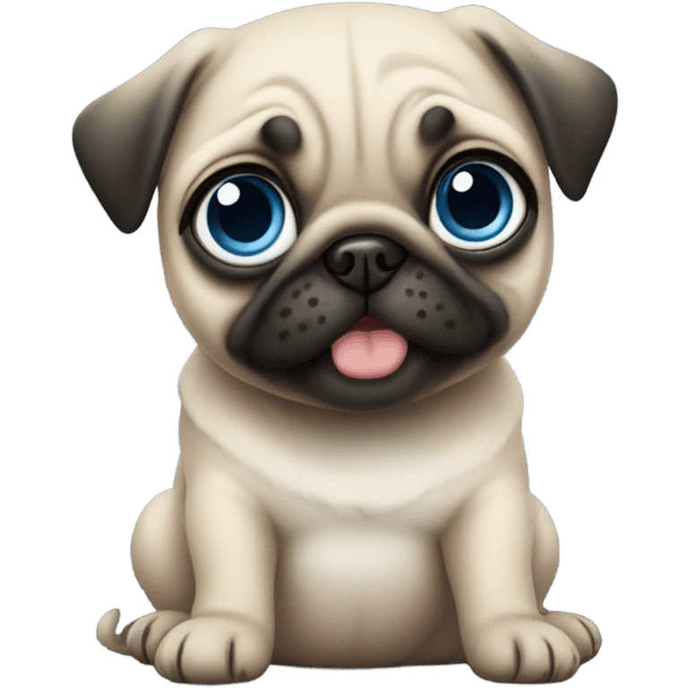 Baby pug with big blue eyes  emoji