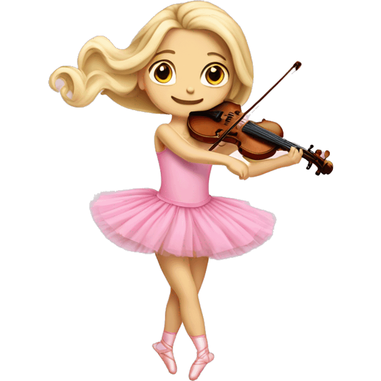 blonde ballet girl pink tutu long hair playing violin emoji