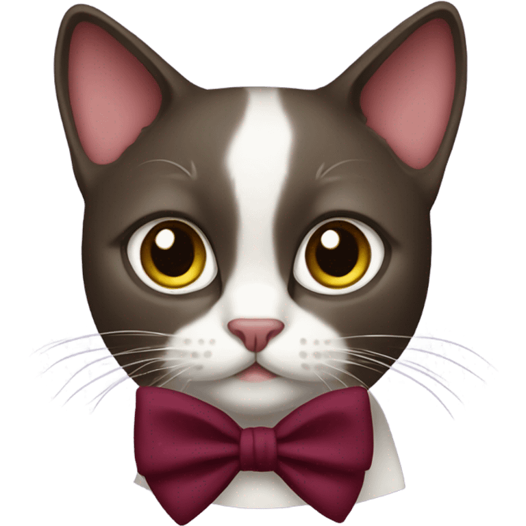 siamense cat with burgundy bow emoji